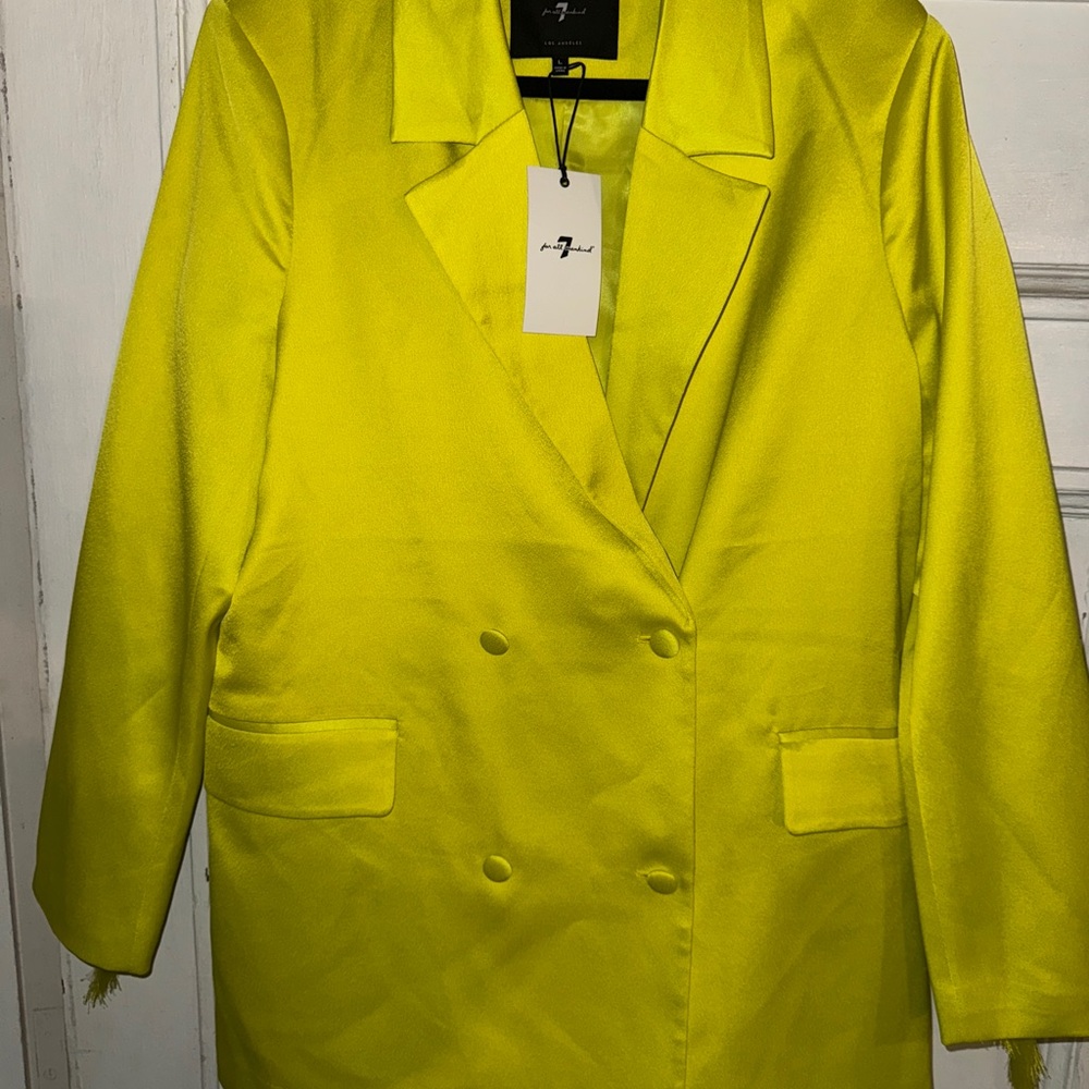 7 For All Mankind Bright Yellow Blazer with Fringe NWT